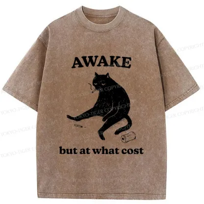 Tokyo-Tiger Decadent Smoking Cat Washed T-Shirt