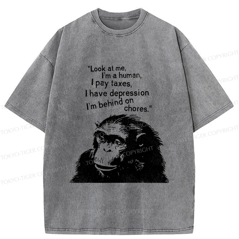 Tokyo-Tiger Stressed Monkey Washed T-Shirt
