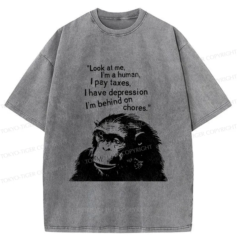 Tokyo-Tiger Stressed Monkey Washed T-Shirt