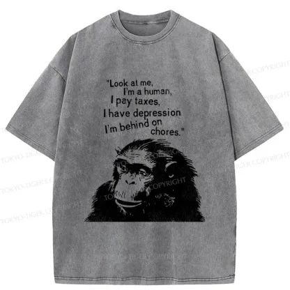 Tokyo-Tiger Stressed Monkey Washed T-Shirt