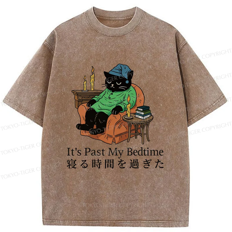 Tokyo-Tiger Cat That Goes To Bed Early Washed T-Shirt