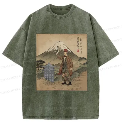 Tokyo-Tiger The Gentleman Who Encountered Mount Fuji Washed T-Shirt