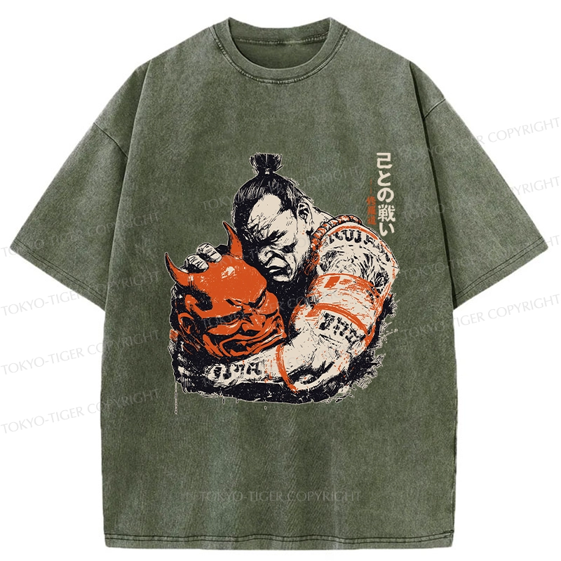 Tokyo-Tiger Battle With Oneself Washed T-Shirt
