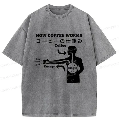 Tokyo-Tiger How Coffee Works Washed T-Shirt