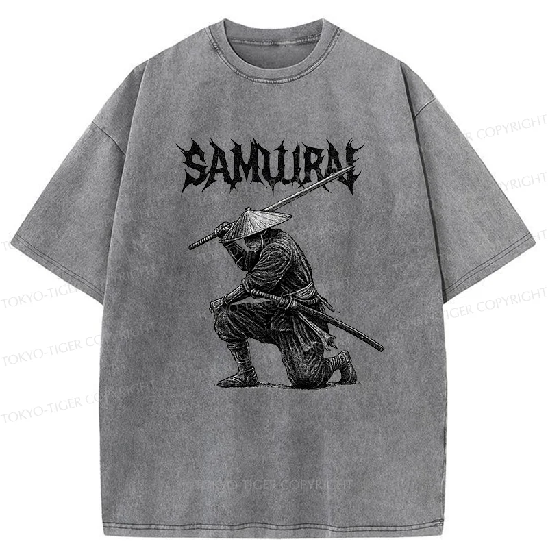 Tokyo-Tiger Retro Samurai Washed T-Shirt