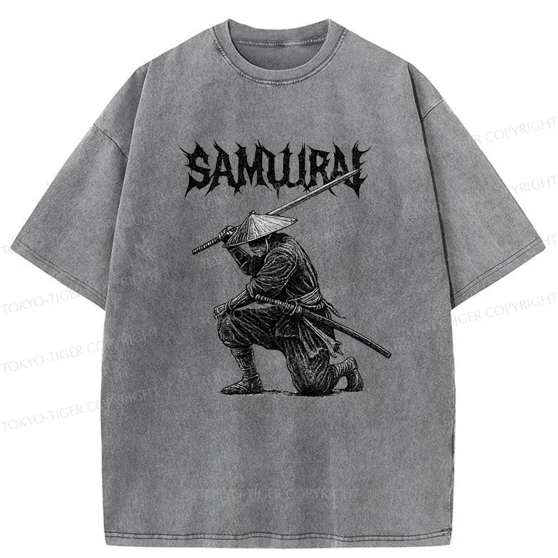 Tokyo-Tiger Retro Samurai Washed T-Shirt