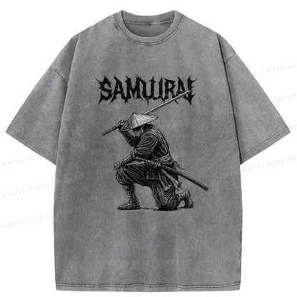 Tokyo-Tiger Retro Samurai Washed T-Shirt