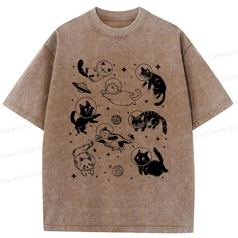 Tokyo-Tiger Space Cat Washed T-Shirt