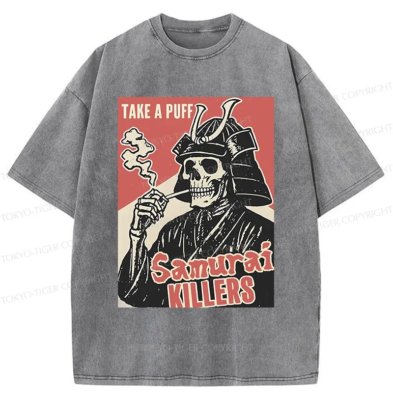 Tokyo-Tiger Smoking Samurai Washed T-Shirt