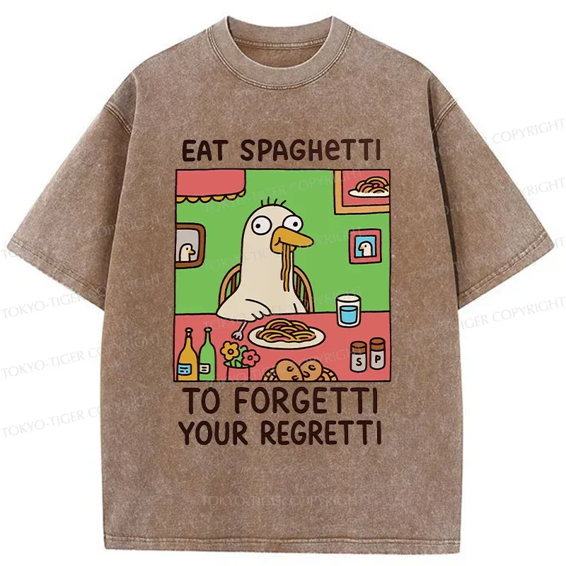 Tokyo-Tiger Stupid Goose Eating Pasta Washed T-Shirt