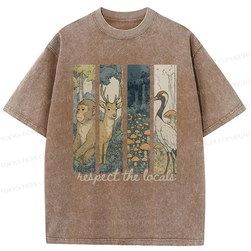 Tokyo-Tiger Japanese Local Animals And Plants Washed T-Shirt