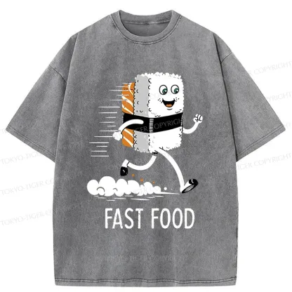 Tokyo-Tiger Running Sushi Washed T-Shirt