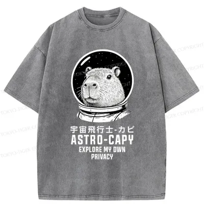 Tokyo-Tiger Astronaut Capybara Washed T-Shirt