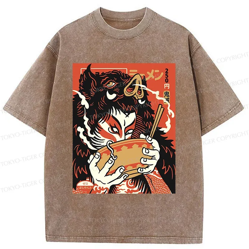 Tokyo-Tiger Savage Eating Washed T-Shirt