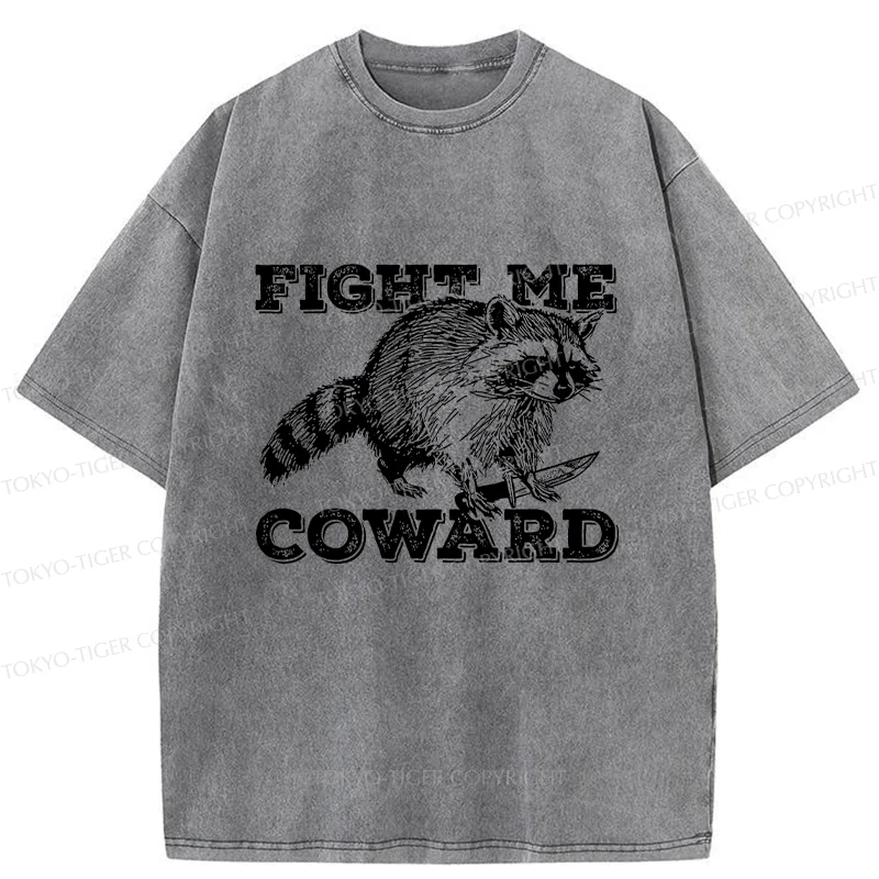Tokyo-Tiger Raccoon With A Knife Washed T-Shirt