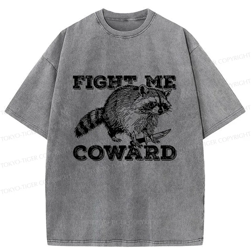 Tokyo-Tiger Raccoon With A Knife Washed T-Shirt