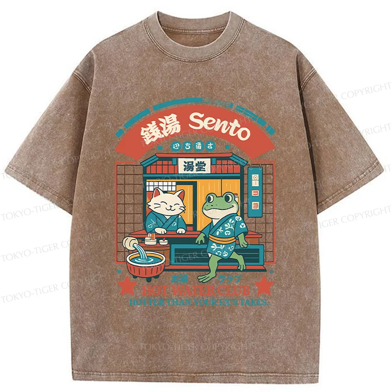 Tokyo-Tiger Animal Hot Spring Shop Washed T-Shirt