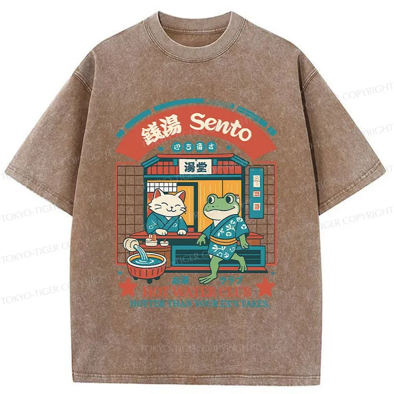 Tokyo-Tiger Animal Hot Spring Shop Washed T-Shirt