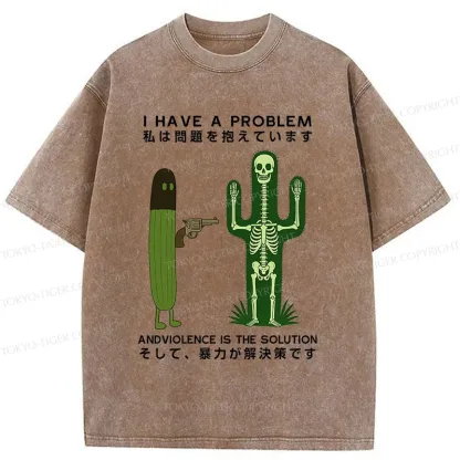 Tokyo-Tiger Cactus Attack Washed T-Shirt