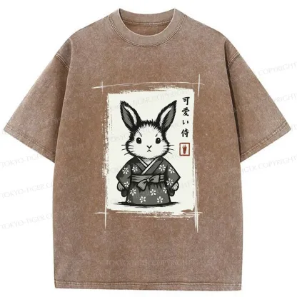 Tokyo-Tiger Woodcut Bunny Washed T-Shirt