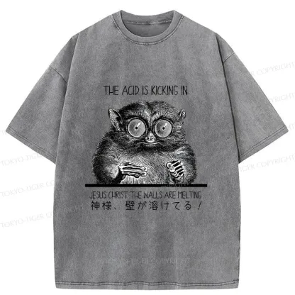 Tokyo-Tiger Tarsier Funny Washed T-Shirt