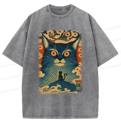 Tokyo-Tiger Eye Of The Soul-cat Washed T-Shirt