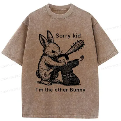 Tokyo-Tiger Bad Rabbit Funny Washed T-Shirt