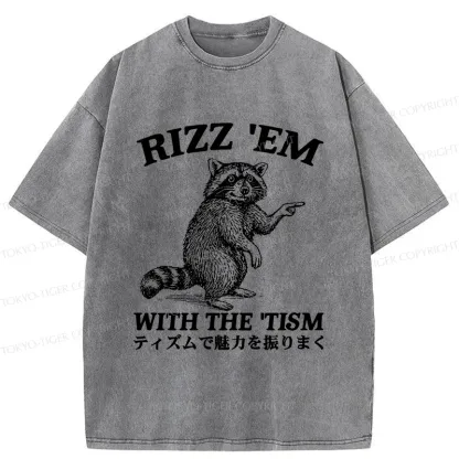 Tokyo-Tiger Funny Raccoon Charm Washed T-Shirt