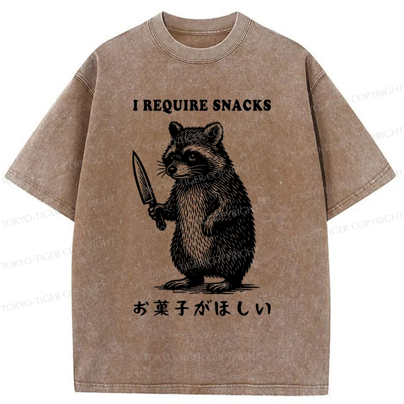 Tokyo-Tiger Raccoon Needs Candy Washed T-Shirt