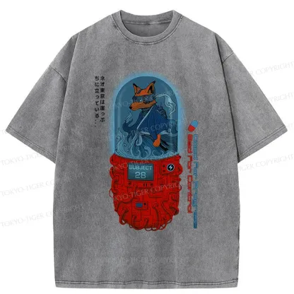 Tokyo-Tiger Fox Samurai Washed T-Shirt