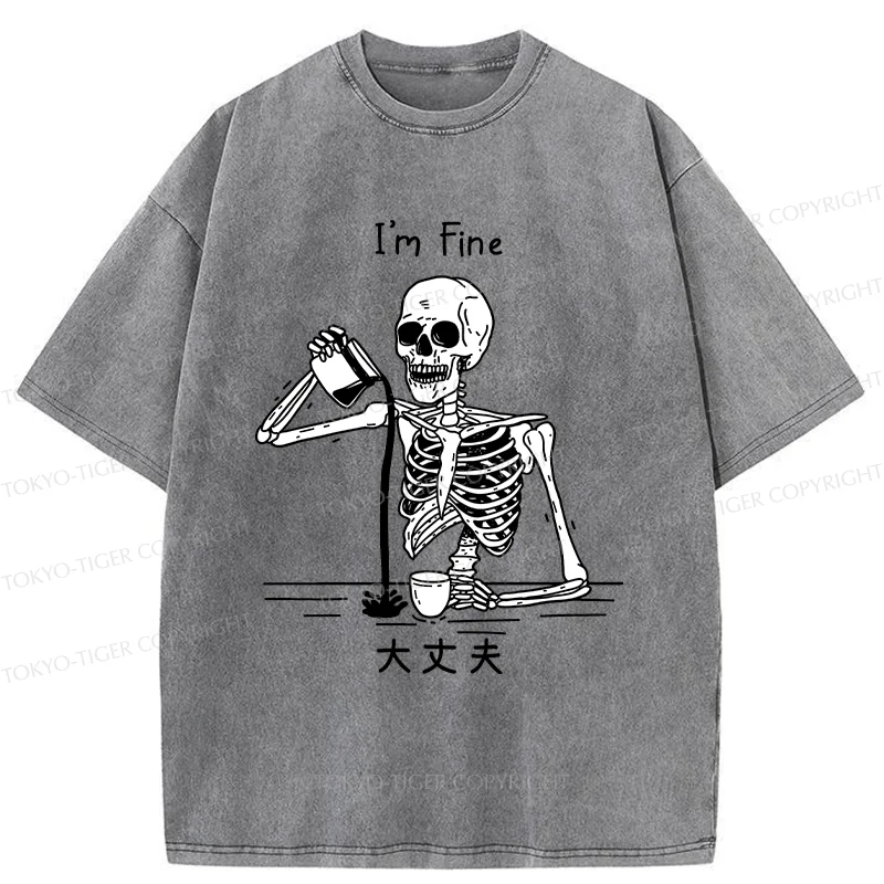 Tokyo-Tiger Restless Skeleton Washed T-Shirt