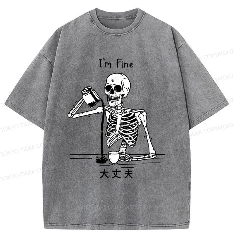 Tokyo-Tiger Restless Skeleton Washed T-Shirt