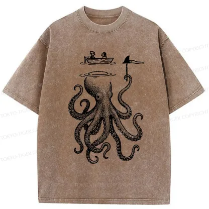 Tokyo-Tiger Octopus Disguised As Shark Washed T-Shirt