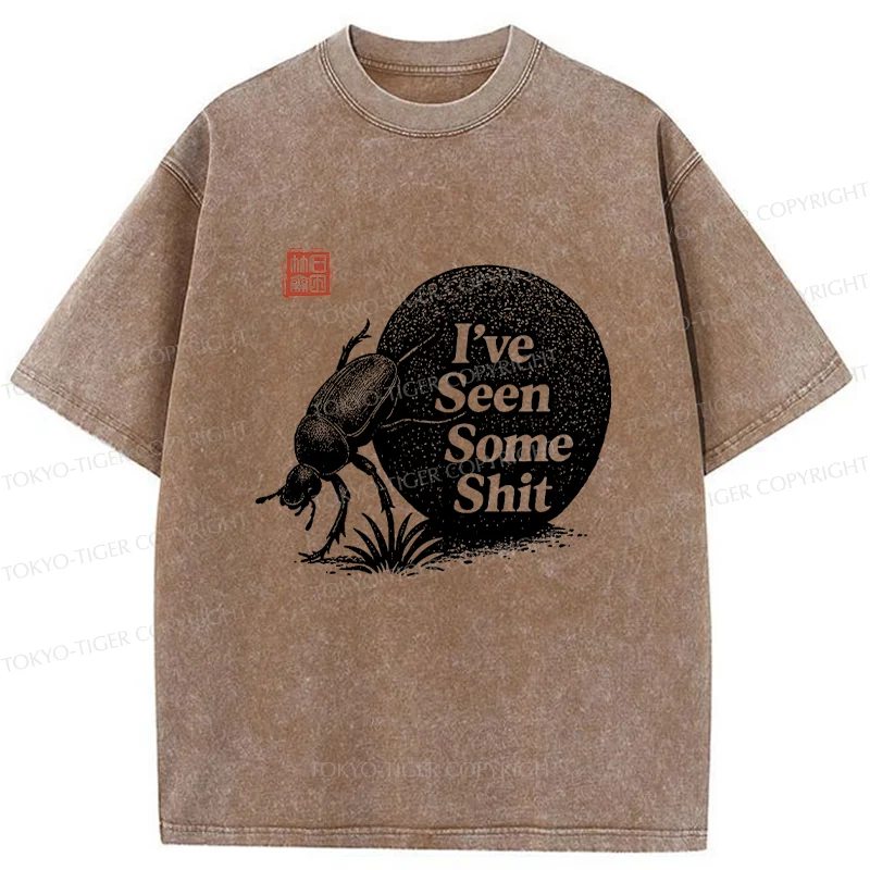 Tokyo-Tiger Funny Dung Beetle Washed T-Shirt