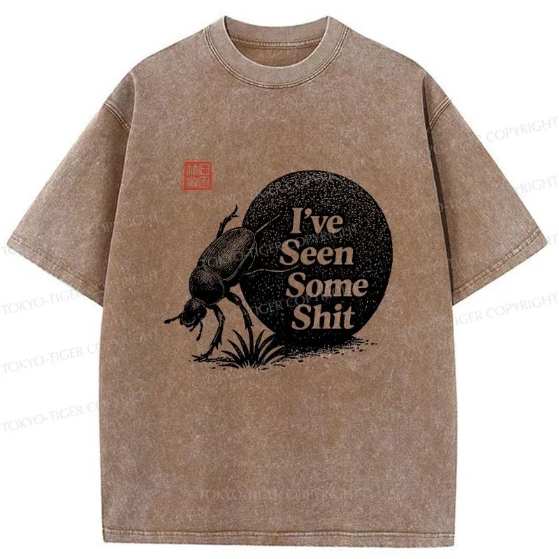 Tokyo-Tiger Funny Dung Beetle Washed T-Shirt