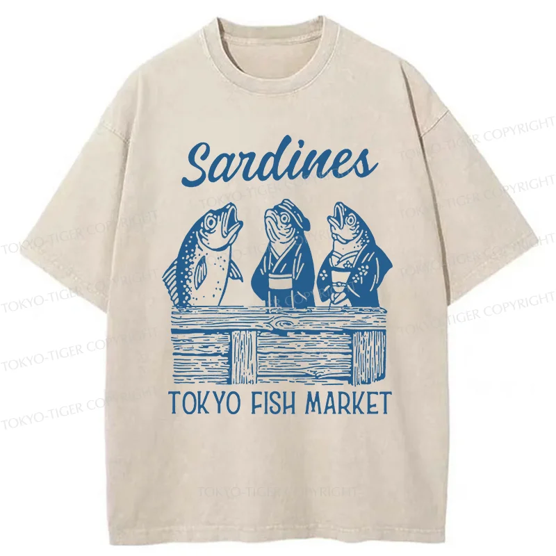 Tokyo-Tiger Sardine Merchant Washed T-Shirt