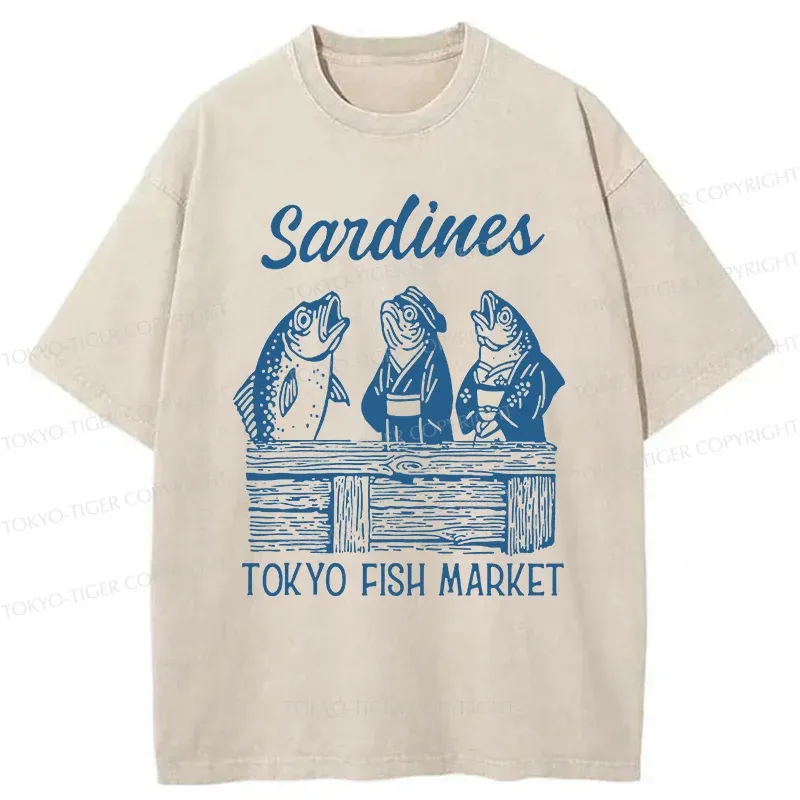 Tokyo-Tiger Sardine Merchant Washed T-Shirt