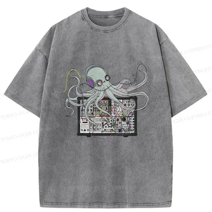 Tokyo-Tiger Octopus Synthesizer Washed T-Shirt