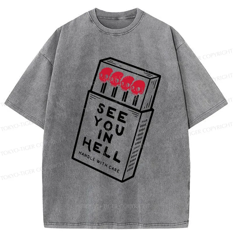 Tokyo-Tiger Skull In A Matchbox Washed T-Shirt