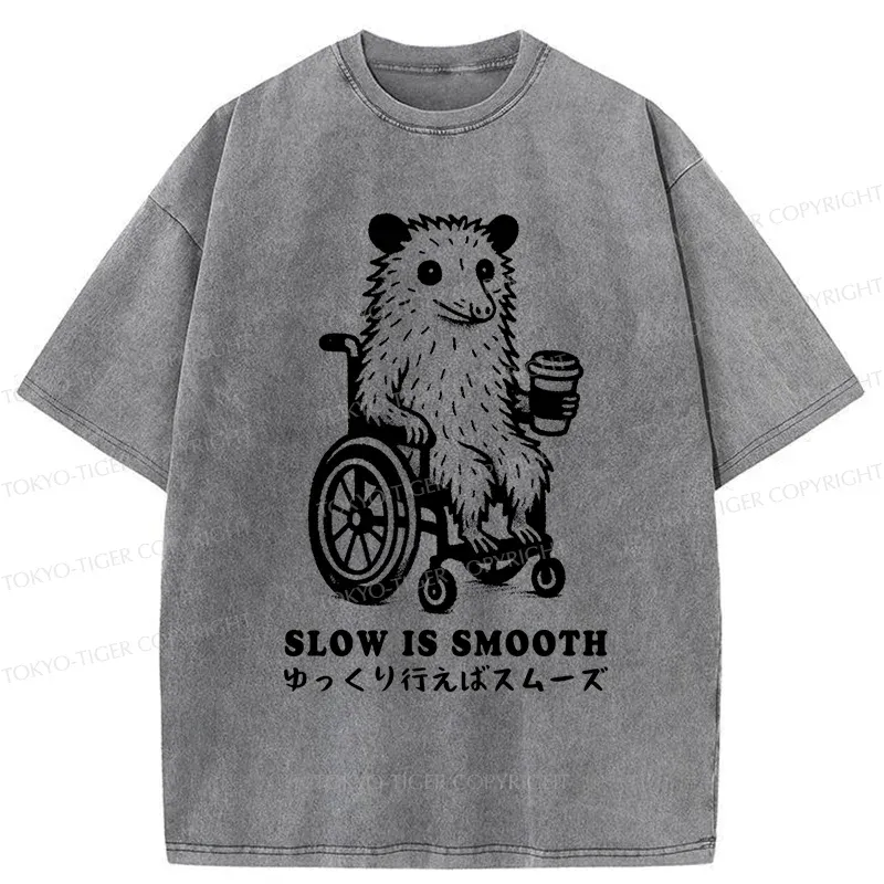Tokyo-Tiger Possum In A Wheelchair Washed T-Shirt