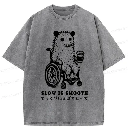 Tokyo-Tiger Possum In A Wheelchair Washed T-Shirt