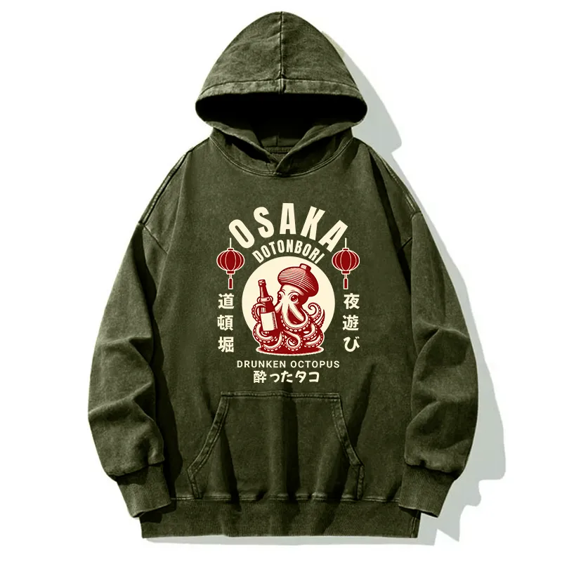 Tokyo-Tiger Retro Osaka Octopus Washed Hoodie
