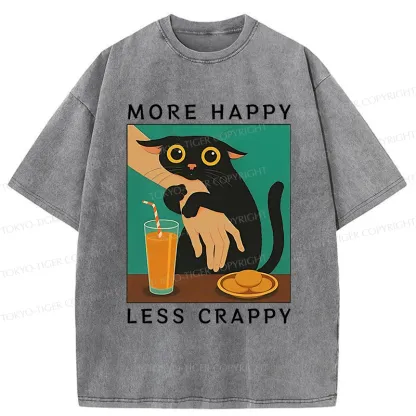 Tokyo-Tiger Cat Hugging Person Washed T-Shirt