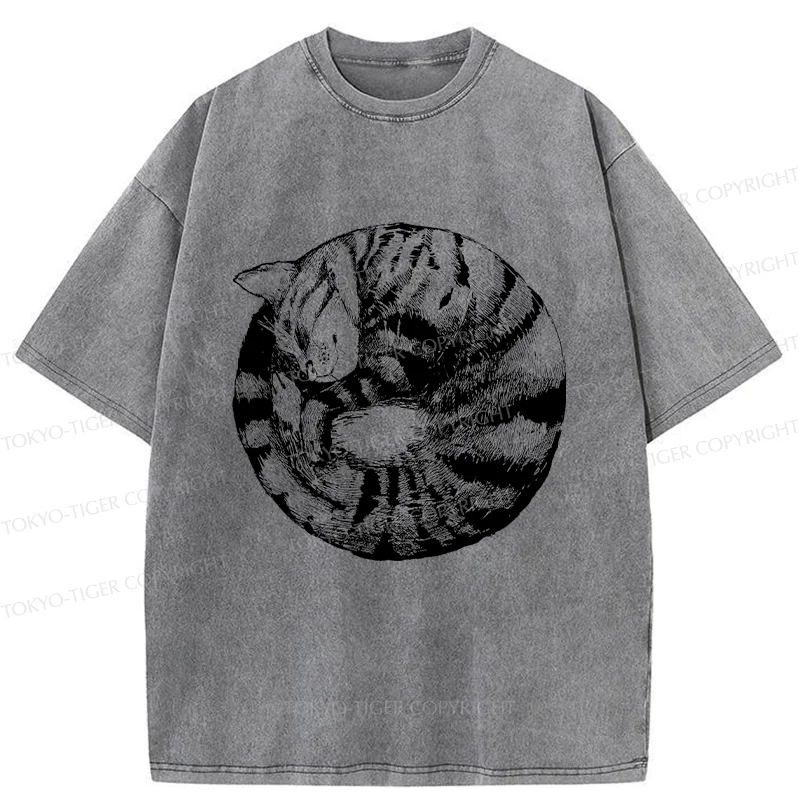 Tokyo-Tiger A Plate Of Cat Washed T-Shirt