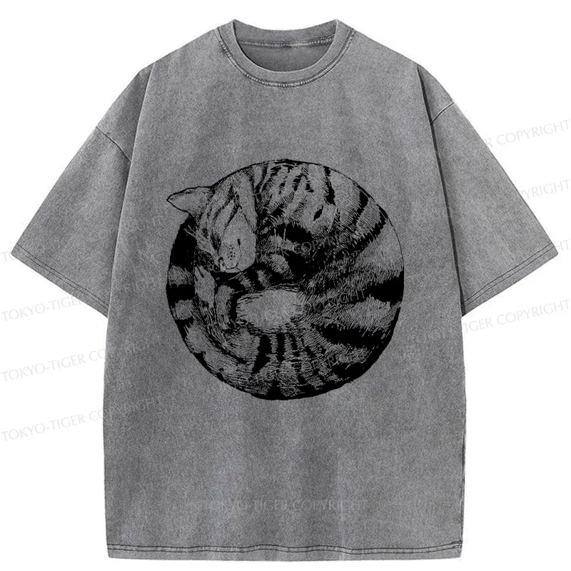 Tokyo-Tiger A Plate Of Cat Washed T-Shirt