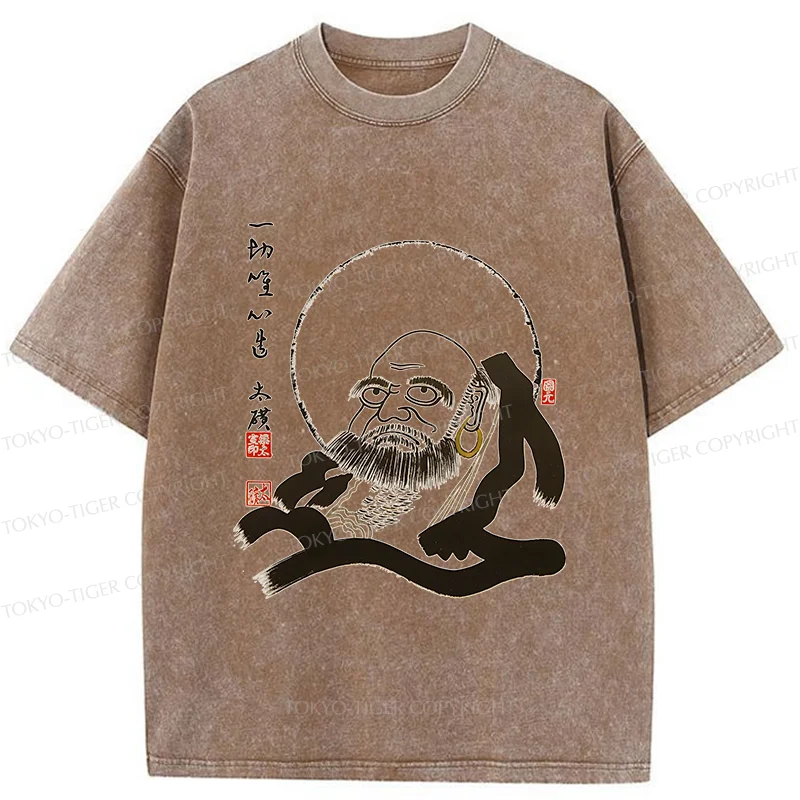 Tokyo-Tiger Funny Buddha Washed T-Shirt