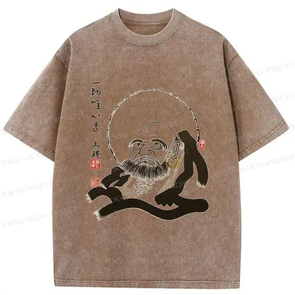 Tokyo-Tiger Funny Buddha Washed T-Shirt