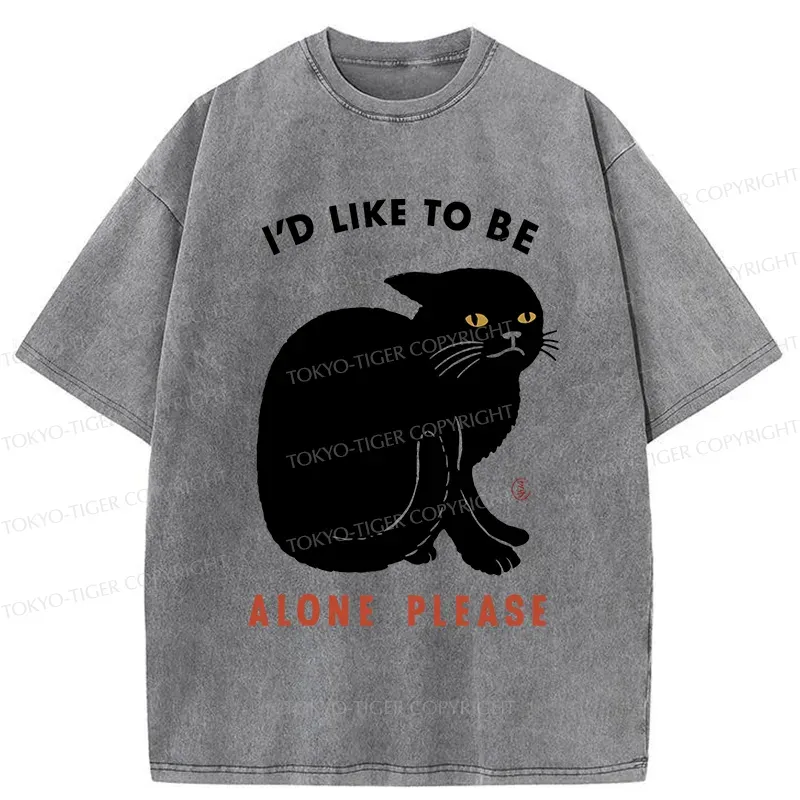 Tokyo-Tiger Cat Alone Japan Washed T-Shirt