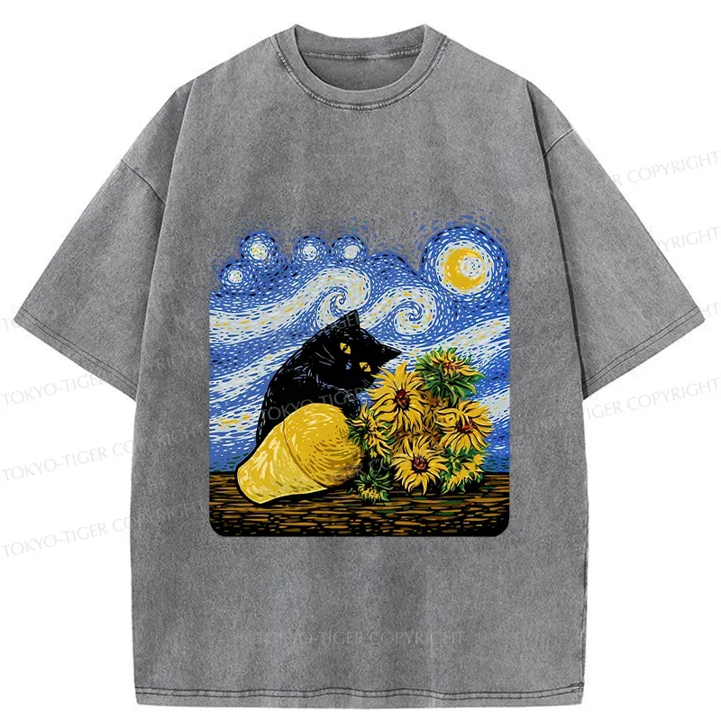 Tokyo-Tiger Cat Knocked Over The Vase Washed T-Shirt