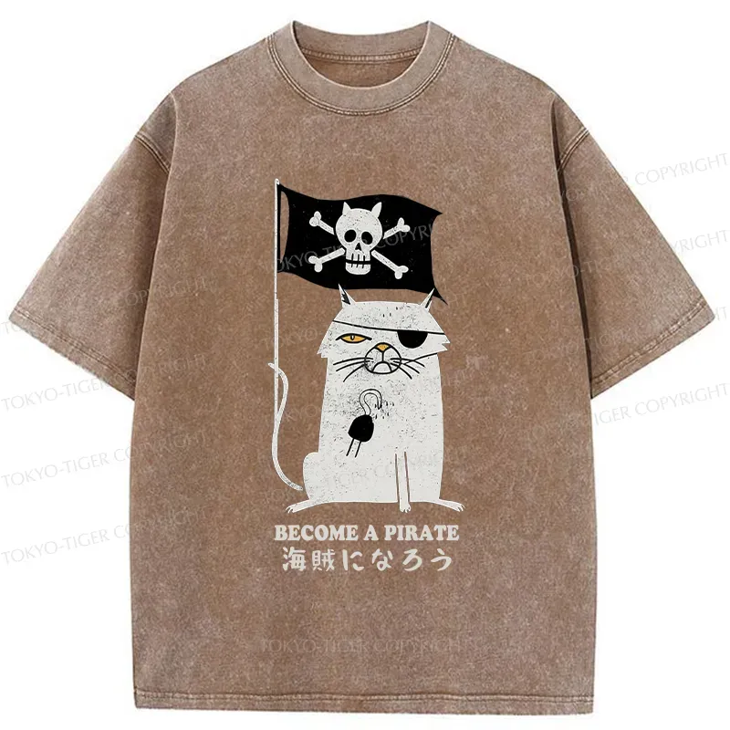 Tokyo-Tiger Pirate Cat Washed T-Shirt